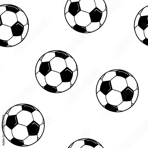 Seamless pattern with soccer balls vector.