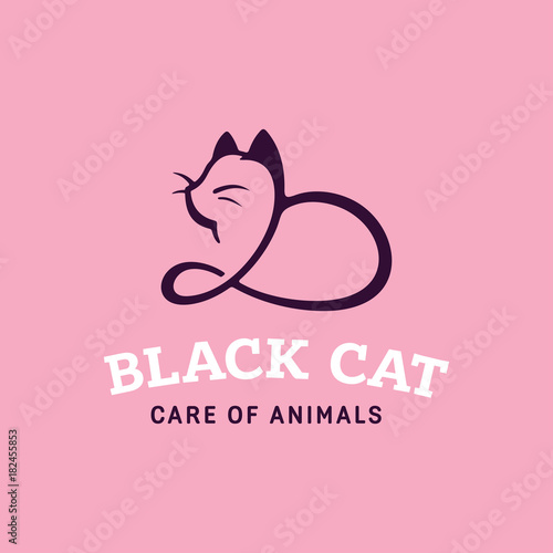 modern professonal logo illustration cat, pet emblem design on pink background photo