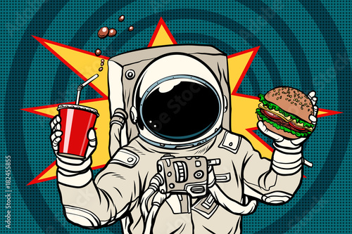 Astronaut with a Burger and drink
