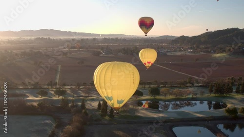Hot air balloons flying in Napa Valley