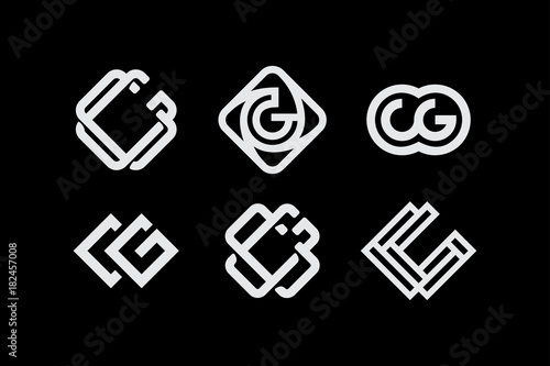 Modern professional Set monogram cg on black background