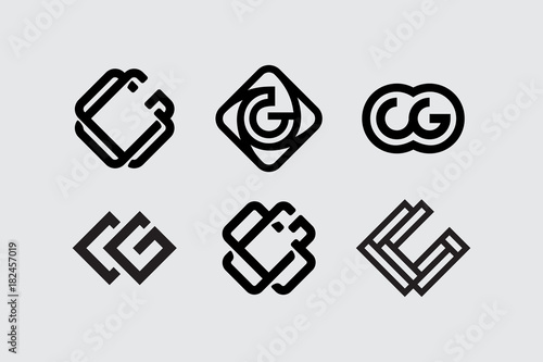 Modern professional Set monogram cg on white background