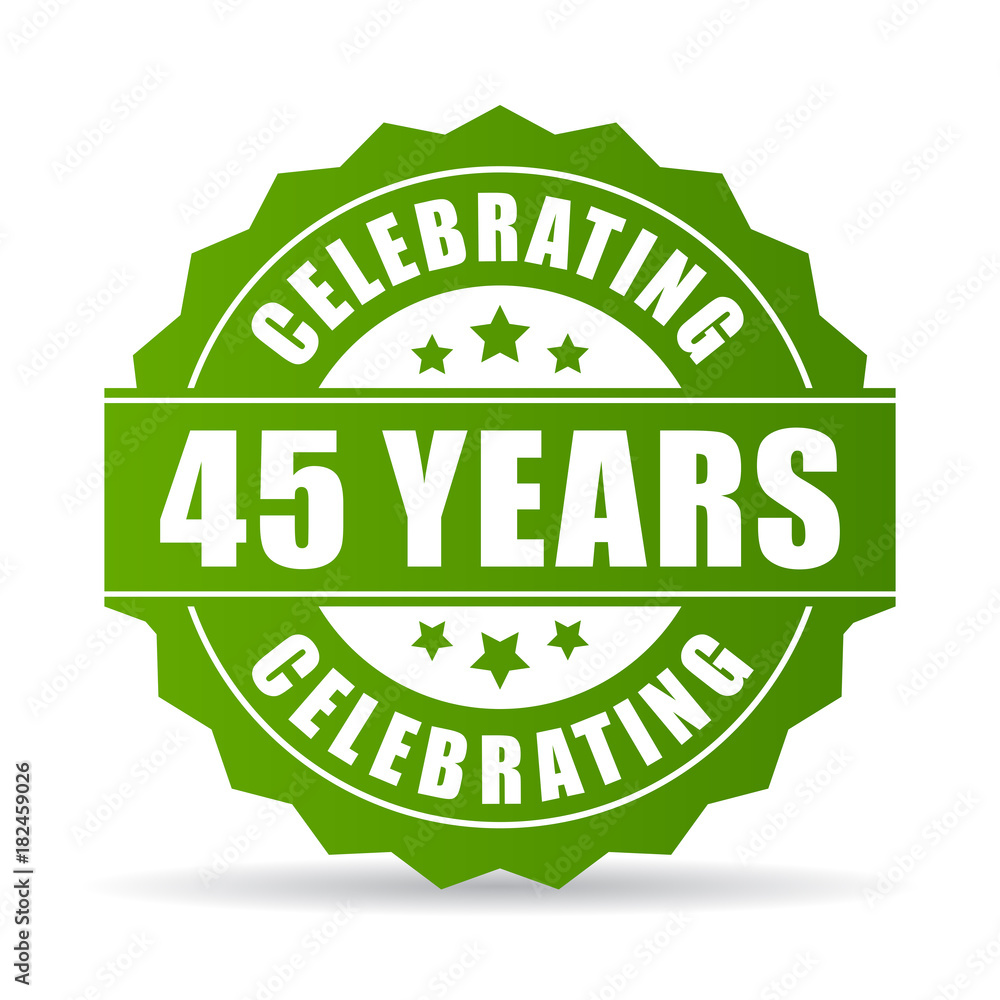 45 years celebrating green vector icon 45 years celebrating green vector icon