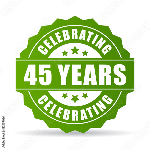 45 years celebrating green vector icon