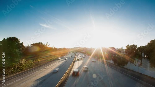 Highway traffic, sunset timelapse