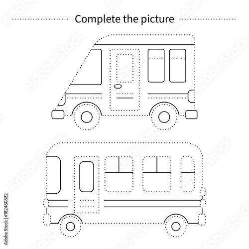 Complete the picture.Coloring page.Children educational game.