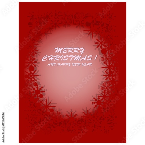 PrintMerry christmas and happy new year card greetings with red background and chrystal shape