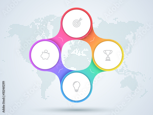 Infographic 4 Point Business Diagram With World Map