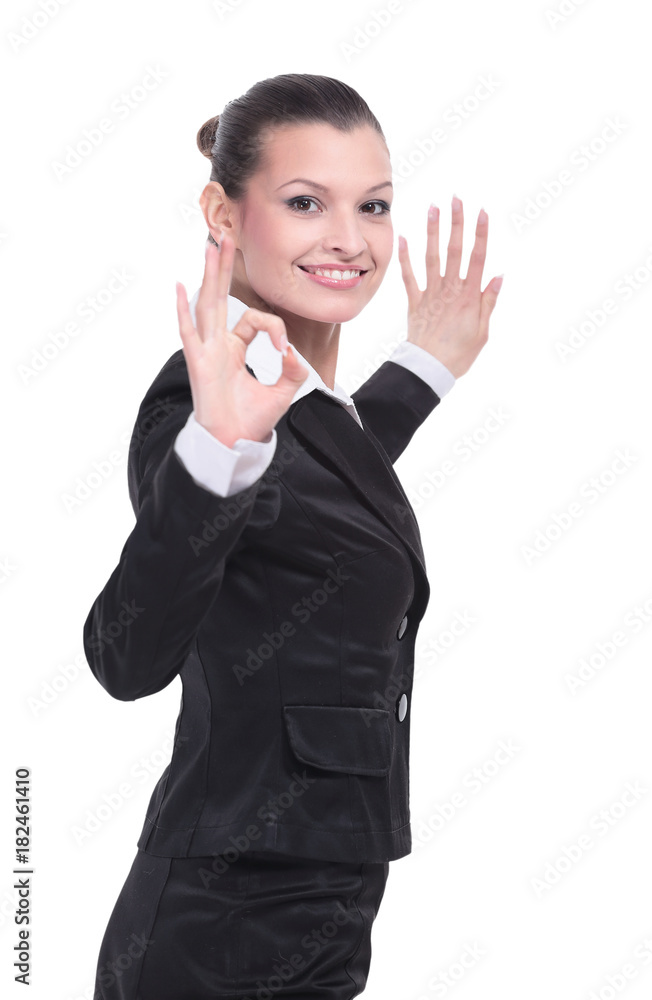 Beautiful business woman smiling isolated over a white Beautiful business woman smiling isolated over a white
