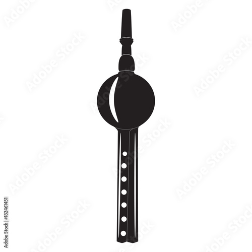 Indian pungi played by snake charmers vector black flat illustration