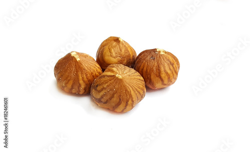 Hazelnuts on white background