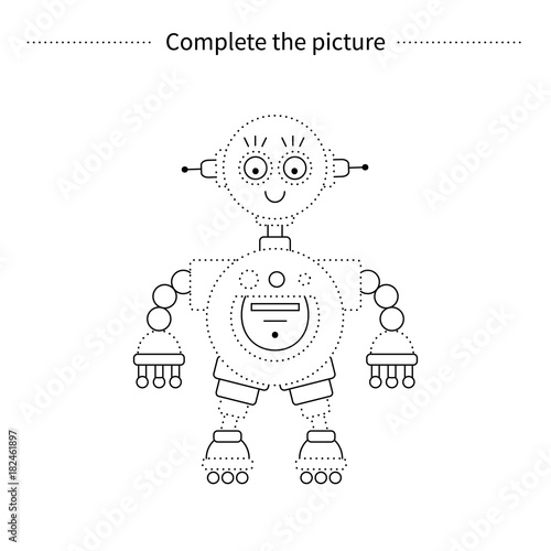 Complete the picture.Coloring page.Children educational game.