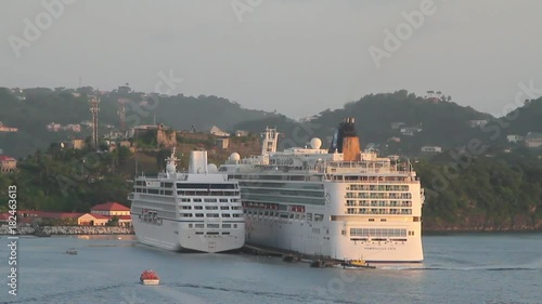 Cruise liners on parking in port. St. George's, Grenada