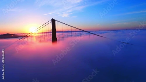 Golden Gate Bridge cloudscape sunset aerial