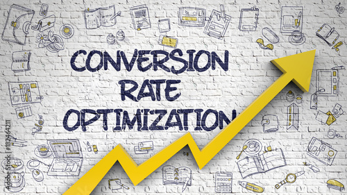 Foto Conversion Rate Optimization Drawn on Brick Wall.