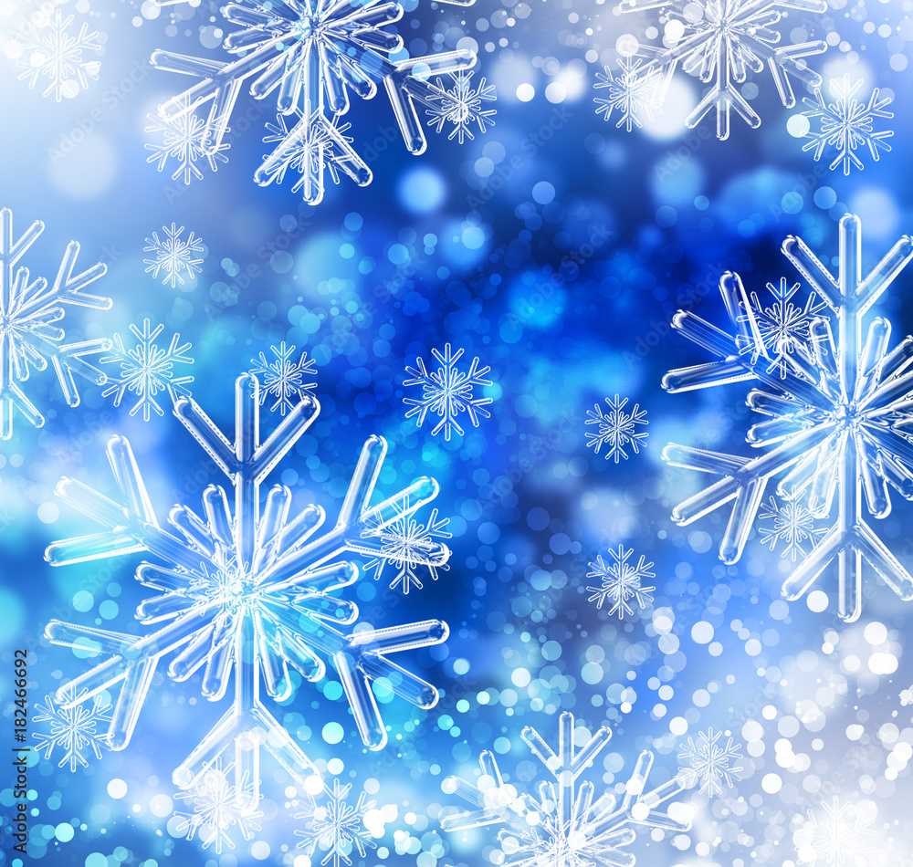 snowflakes and stars descending on background snowflakes and stars descending on background