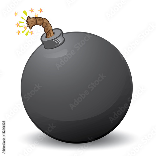 Icon or symbol of a bomb, explosive with lit fuse. Ideal for informational and institutional materials