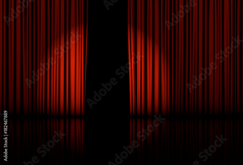 Spotlight on stage curtain. Vector. photo