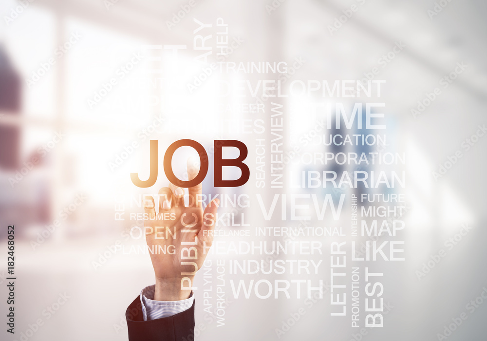Concept of modern business with palm choocing on of keywords for Concept of modern business with palm choocing on of keywords for