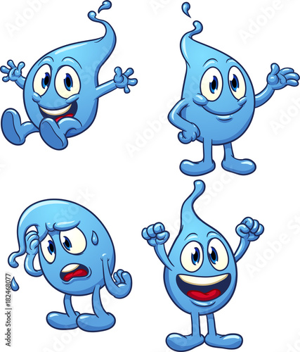 Cute cartoon water drops. Vector illustration with simple gradients. Each in a separate layer for easy editing.