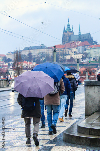 Prague in rainy day