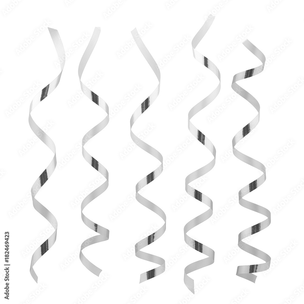 Silver chrome ribbons isolated on white Silver chrome ribbons isolated on white