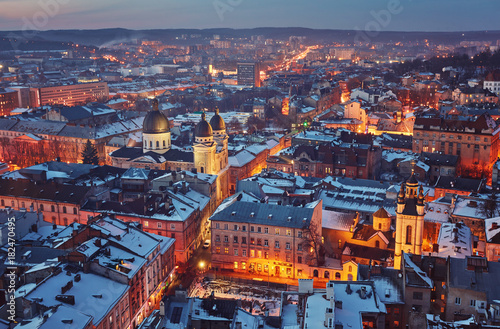 Winter view on the downtown in Lviv, Ukraine. © Ryzhkov Oleksandr