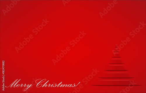 Biglietto natalizio con auguri e albero di natale stilizzato con effetto ritaglio di carta