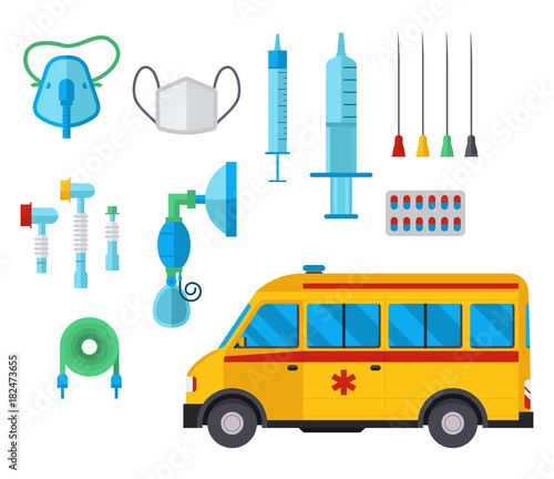 Ambulance medicine health emergency car vector hospital urgent pharmacy medical support paramedic treatment illustration