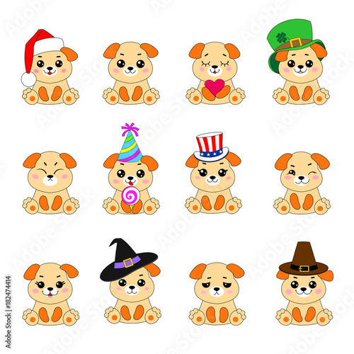 Twelve Emoji Dogs