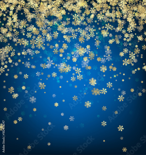 Blue winter background with snowflakes.