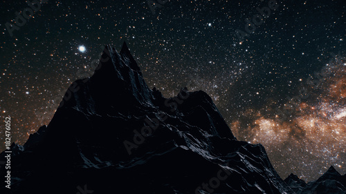 Star Milky Way in the night above the mountains 3d illustration. Elements of this image furnished by NASA
