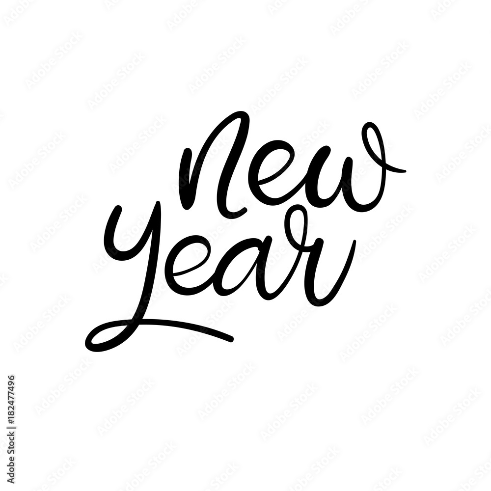 Happy New Year Hand Lettering Greeting Card. Vector Illistration. Modern Calligraphy. Happy New Year Hand Lettering Greeting Card. Vector Illistration. Modern Calligraphy.