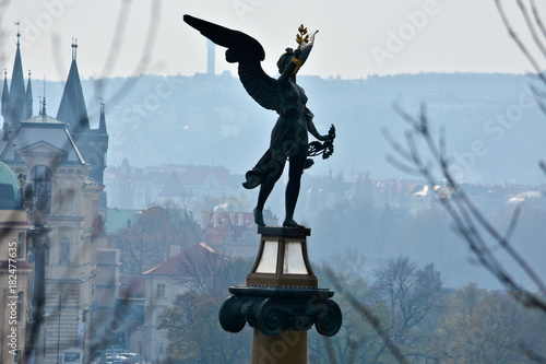 Figure of an angel on the Czech bridge in Prague.