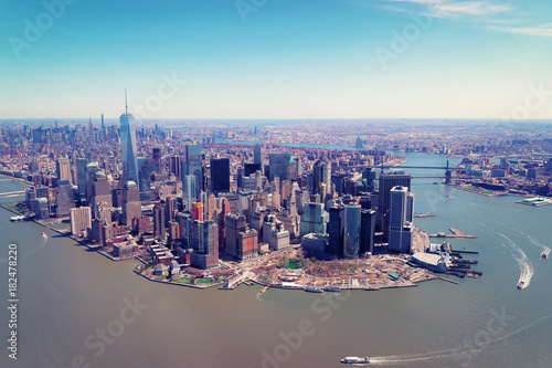 Fototapeta Naklejka Na Ścianę i Meble -  Manhattan and Hudson River and East River New York