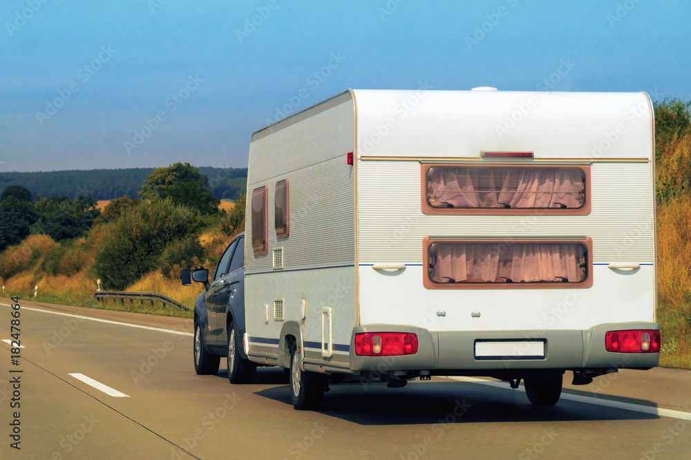 Caravan on road at Switzerland