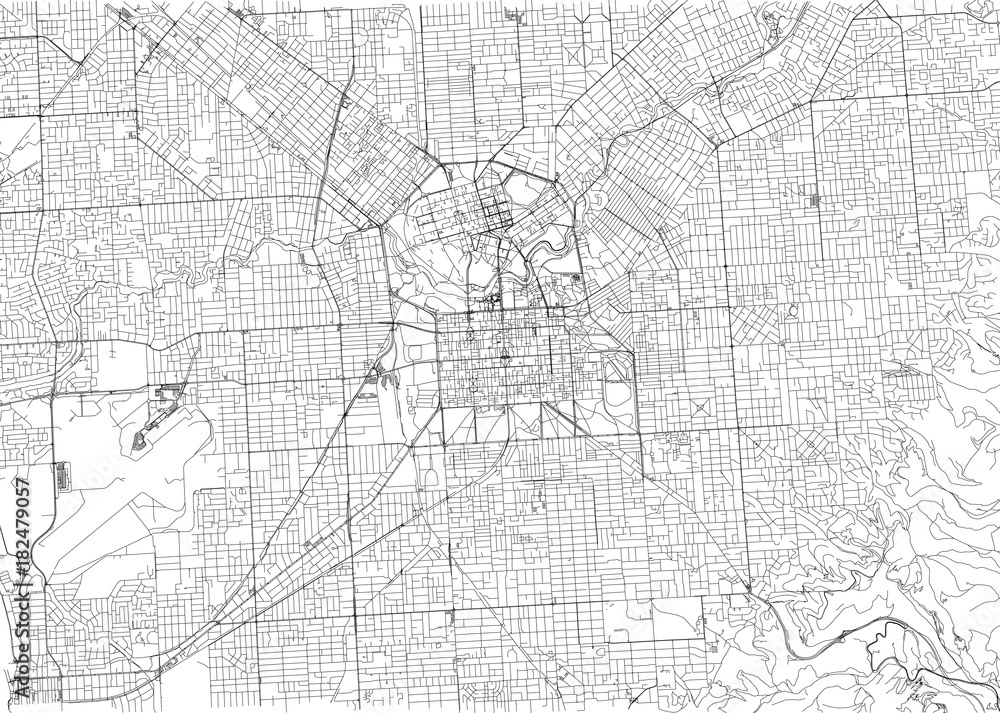 Strade di Adelaide centro, cartina della città, Australia. Stradario