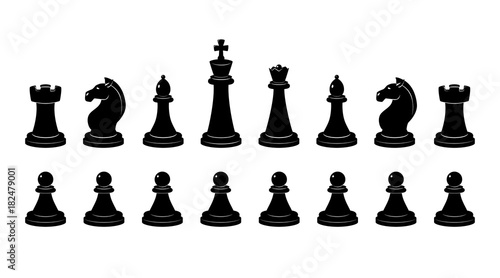 Silhouette of chess. Vector monochrome illustrations isolate