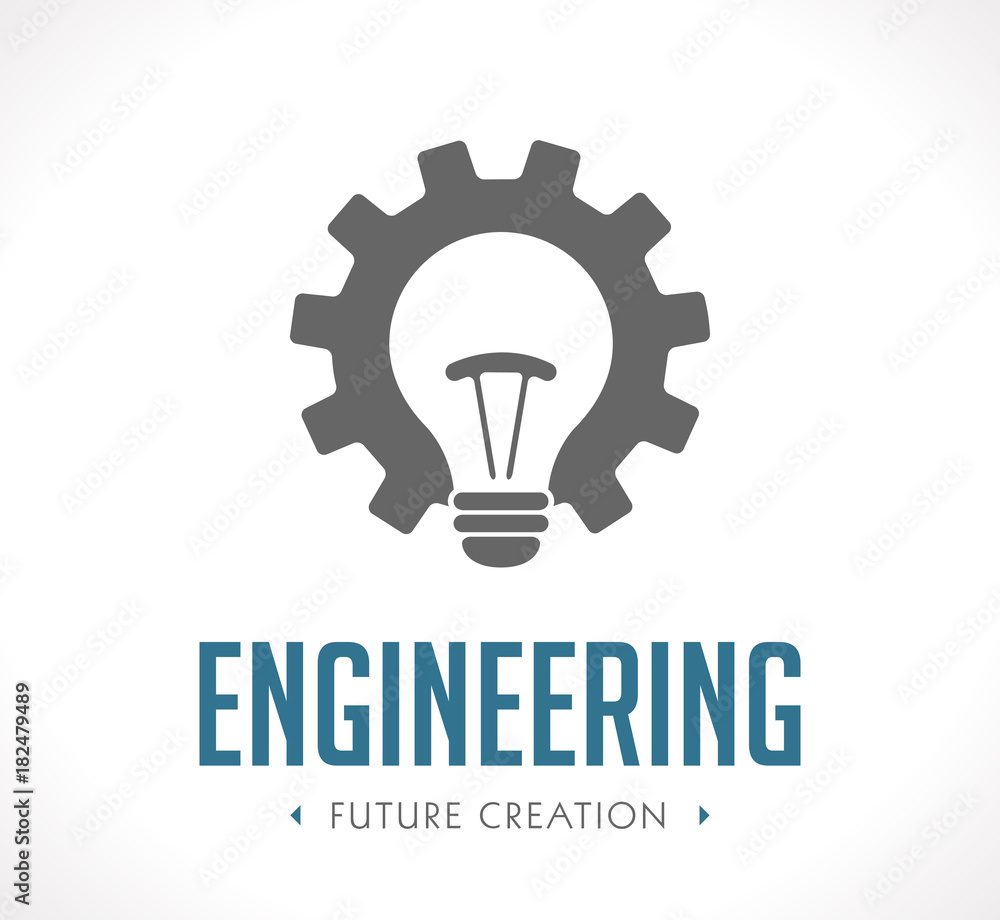 Power of creation logo - working gears and light bulb concept Power of creation logo - working gears and light bulb concept