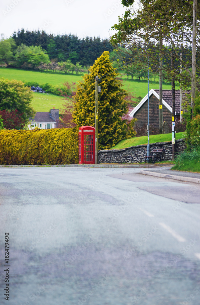 Road view to Red call box Brecon Beacons South Wales