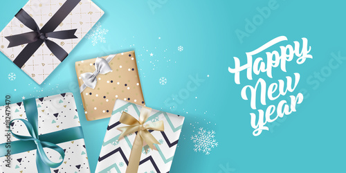 New Year greeting card. Vector illustration concept for greeting cards, website and mobile banners, marketing material.