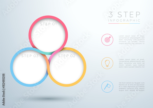 Infographic Colourful 3 Step Interweaving Circle Diagram photo