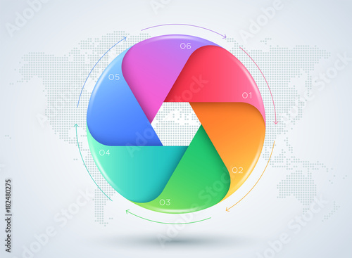 Infographic 3d 6 Stage Business Workflow Diagram