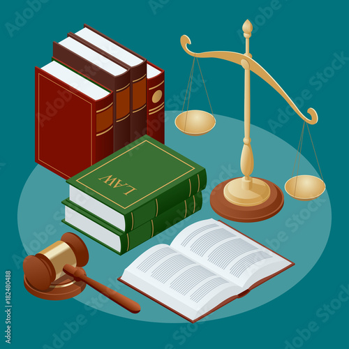 Law and justice conept. Symbol of law and justice. Flat icon vector illustration.