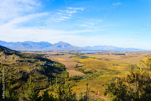 Franschhoek vineyard landscape, South africa panorama