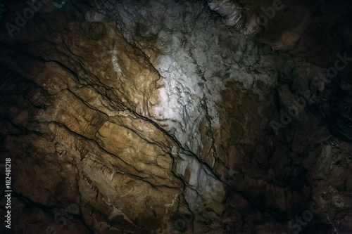 Limestone formations inside underground cave