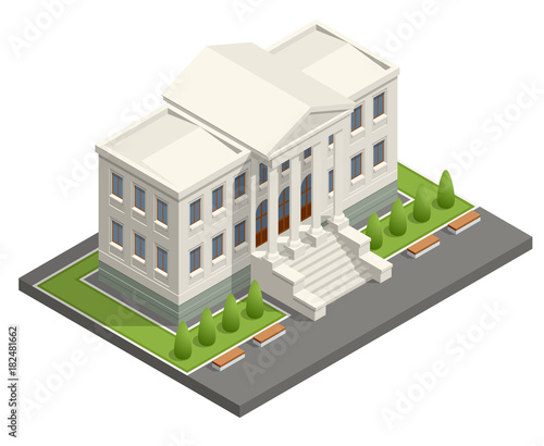 Isometric courthouse building. Law and justice concept. Vector illustration