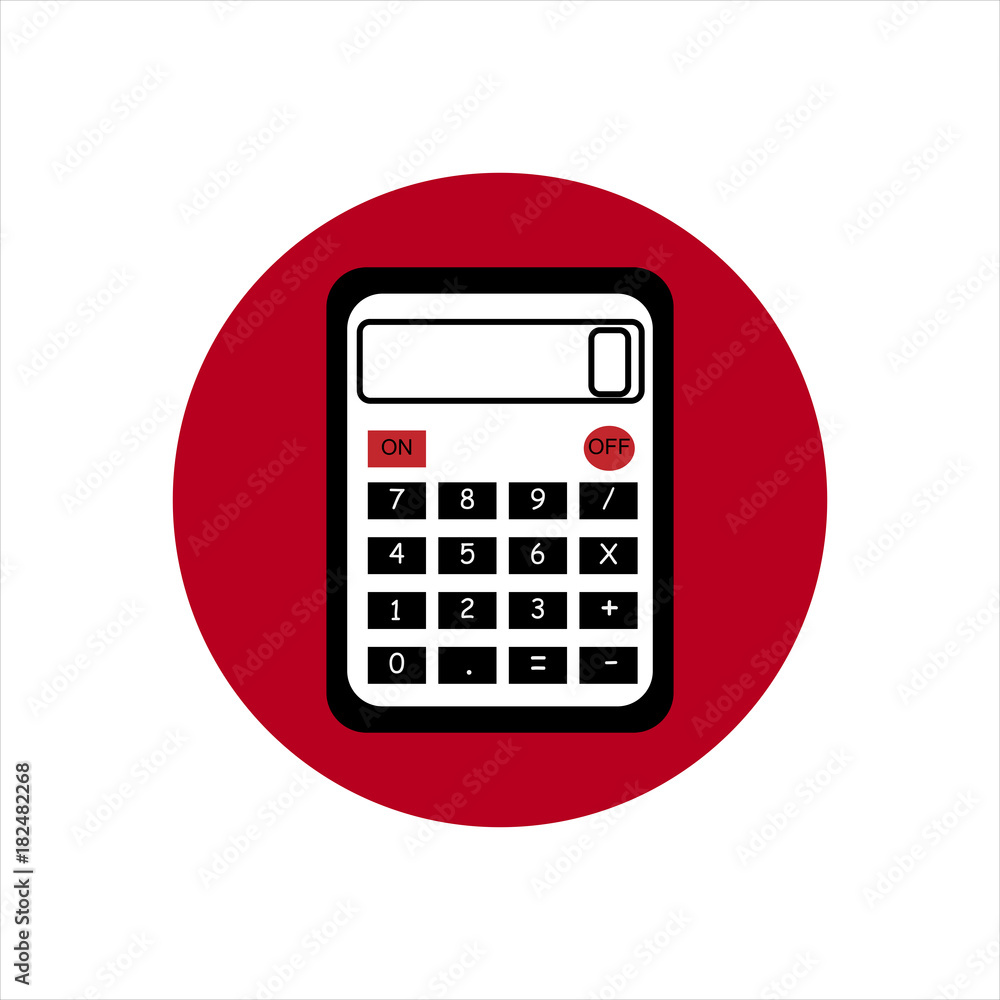 Round icon with a calculator. Round icon with a calculator.