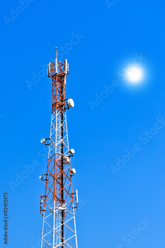 Telecommunication tower with antennas