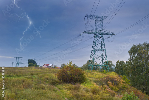Overhead line for general transmission of electric power in lightning storm
